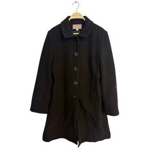 Croft & Barrow Wool Blend Black Peacoat Trench Coat Size Medium